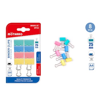 MOTARRO Binder Clips MN002-2C, Small Colorful Metal Paper Clips for Office, School &amp; Home &ndash; Durable Document &amp; File Organizer