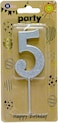 Italo Number 5 Glitter Dipped Birthday Candle, Silver