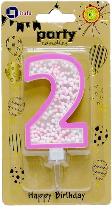 Italo 2 Number Foam Balls Birthday Candle - Pink