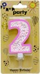 Italo 2 Number Foam Balls Birthday Candle - Pink