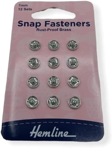 Hemline 12-Set Press Stud Button or Snap Fasteners 7 Millimeter Silver Color