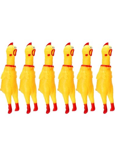 meekoo 6 Pack Rubber Screaming Chicken Toy Yellow Rubber Squeaking Chicken Toy Novelty and Durable Rubber Chicken, Shrilling Decompression Tool Gadgets