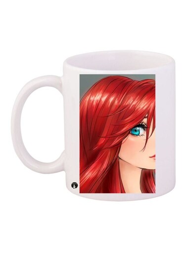 Cartoon Girl Printed Coffee Mug White/Red/Beige