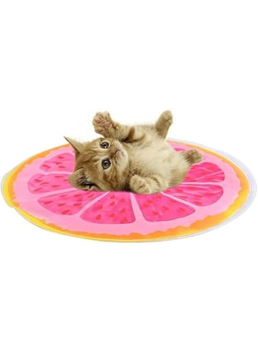 PETSARY GrapeFruit Design Cooling Mats for Dogs and Cats Colorful Beat The Heat   Non-Toxic Summer Time Dog and Cat Cooling Pad   Colorful Cooling Gel Mat Bed for Mat (35x35 CM) (Grapefruit)