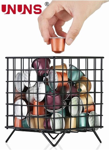 Coffee Pod Holder,Large Capacity K Cup Coffee Pod Basket,Kitchen Counter Storage Baskets,Black