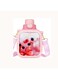 Tazweeq Square Water Bottle with Straw, Clear Travel Bottle with Adjustable Strap, Leak-proof Mug, For Office and School (Pink, 700 ml)