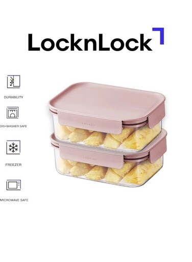 Classic Plus Rectangle Food Container 420ml (PACK of 2) &acirc;&euro;&ldquo; Pink, Airtight &amp; Microwave Safe