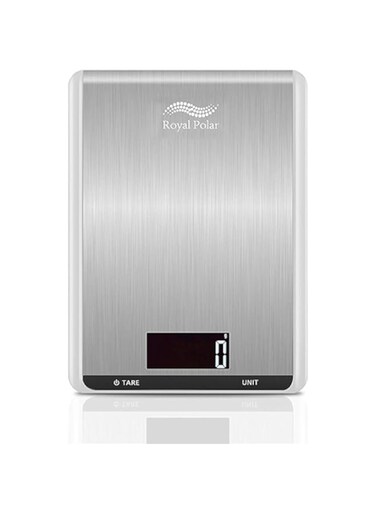RoyalPolar Digital Kitchen Scale, Multifunction Food Scale and LCD Screen Display, Stainless Steel, Drawing Process，Capacity Range from 0.1oz (1g) to 22lbs (10kg), Batteries Included (White, 10)