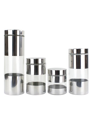 Classic 4PC Glass Jar With Airtight Lid   Kitchen Organizer For Glass Spice Jars   Food Container   Storage Set Jars For Kitchen Cabinet