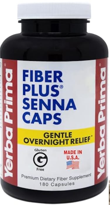 Yerba Prima Fiber Plus Senna Capsules, 180-Count