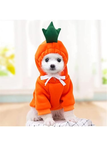 KASTWAVE Dog Cat Hoodie Costume Pet Clothes Dog Pet Halloween Cosplay Dress Cute Carrot Shape Warm Jacket Pet Cold Weather Sweatshirt Clothes Outfit Outerwear for Cats Puppy Small Large Dogs (Orange)