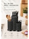 Knife Rack, Knife Holder, Countertop Knife Holder, Plastic All-in-One Storage for Knives Chopsticks Utensils, Space-Saving Anti-Mildew Ventilated Drainage Organizer for Large Families, Renters, Hotels &amp; Mothers, (Black Snowflake Dots)