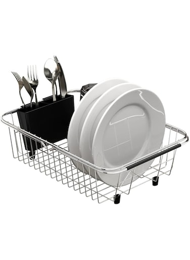 TESOT Adjustable Over Sink Dish Rack Stainless Steel Dish Drying Rack On Counter or In Sink - Rustproof
