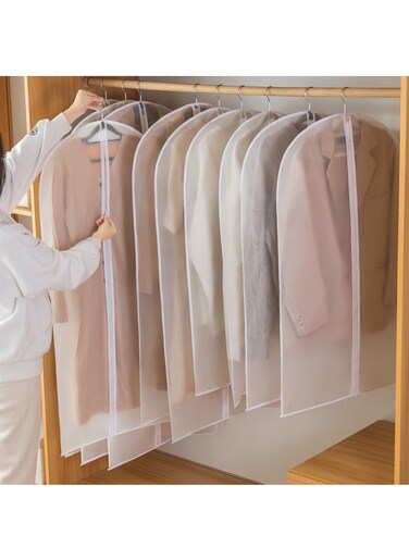5 Pack Hanging Garment Bags Dustproof Clothes Cover with Zipper Long Plastic Storage Cover Breathable Thicken Suit Dust Cover Sealed Clothes Protector for Dress Gowns Coats Sweater（60CM*80CM）