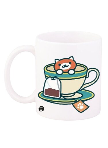 A Cat Design Mug White/Blue/Yellow