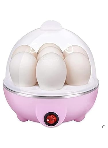 MAGA ZONE Electric Egg Cooker - Omelet, Scrambled, Soft, Medium, Hard-Boiled Boiler Cooker with Auto Shut-Off and Buzzer (White/Pink)