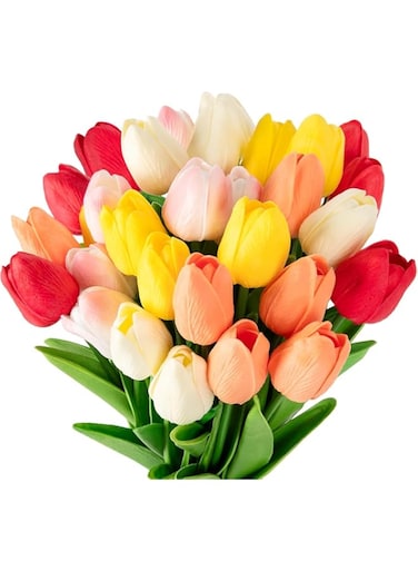 GHAKKE 45Artificial Tulip Flowers, Spring Flowers for Vase Home Office Wedding Flower Arrangement Mother's Day Birthday Celebration Party Decorations