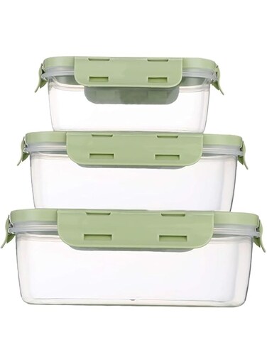 PICCASIO "Green Rectangular Food Storage Containers with Leak-Proof Lids -4 small pcs ice pack - Microwave &amp; Dishwasher Safe - Stackable and Reusable Lunch and Meal Prep Containers