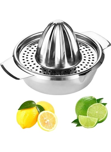 Orange Squeezer, Manual Juicer Stainless Steel Citrus Juicer Hand Press Lemon Squeezer with Bowl Juicer Strainer