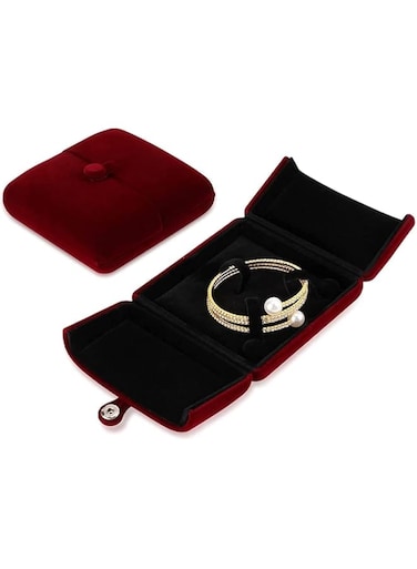 Red Wine Velvet Pendant Necklace Box Jewelry Gift Box Bracelet Chain Earrings Jewelry Display Storage for Engagement Proposal (Bracelet box)
