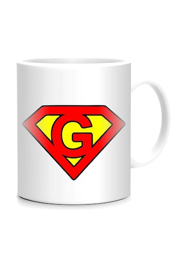 Styles Superman Letter G Printed Mug White/Red/Yellow