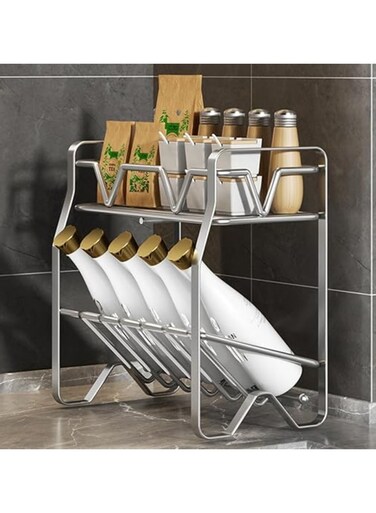 Spice Rack, Kitchen Shelf Organizer Countertop, 2-Tier Large Standing Seasoning Rack for Storage Spice, Kitchen Spice Organizer, Spice Holder (2-Tier Silver)