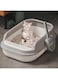 DUKASOU Large Open Cat Litter Box, Anti-Splash Cat Toilet with Litter Cleaning Scoop Waste Box, Cat Sandbox and Deodorizing Cat Pan Litter Tray, Kitten Potty Training