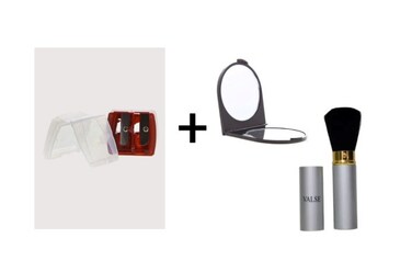 Dual Cosmetic Pencil Sharpener And Valse brush + Mirror