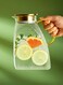 1800ML Borosilicate Hammered Pattern Glass Water Pitcher with Gold Handle &amp; Stainless Steel Lid for Water, Juice, Tea, and Cold Drinks . Fits in Fridge Door