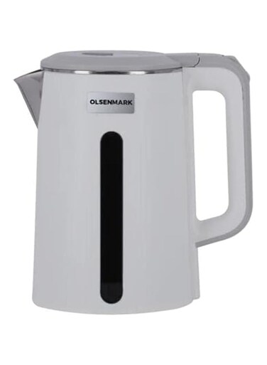 Olsenmark Electric Double Layer Kettle, 1.7 Litre Capacity, White/Silver, OMK2241