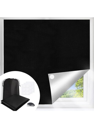 100% Blackout Blind, 150 X 240CM Portable Blackout Blind with 30X Nano Tape,Stick on Blackout Blinds for Windows Fits Any Size Shape, Temporary Blackout Blinds for Bedroom Nursery Loft Travel RV Car