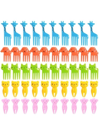 Showay 100 Pcs Mixed Cartoon Animal Fruit Fork Food Picks Dessert Fruit Picks for for Bento Sandwich Appetizer