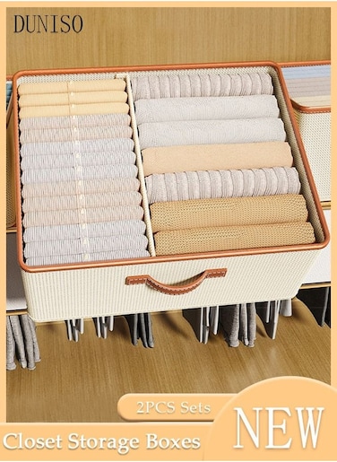 2 Pieces Foldable and Washable Closet Storage Organizer with Carrying Handles Toy Organizer Box Cube Storage Bin for Clothes Leggings Stockings Socks Underwear