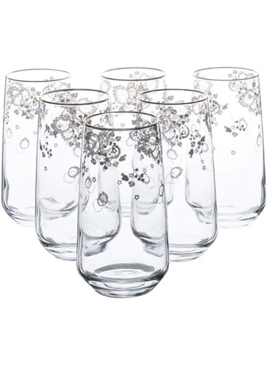 Opalina Juice Tumbler - 6 Pieces, Clear/Grey