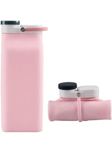 Aputue Collapsible Water Bottle, 600ml Portable Silicone Water Bottle, Triple Leak Proof Water Bottle, Lightweight and Foldable Travel Sports Bottles, Suitable for Sports Traveling Hiking