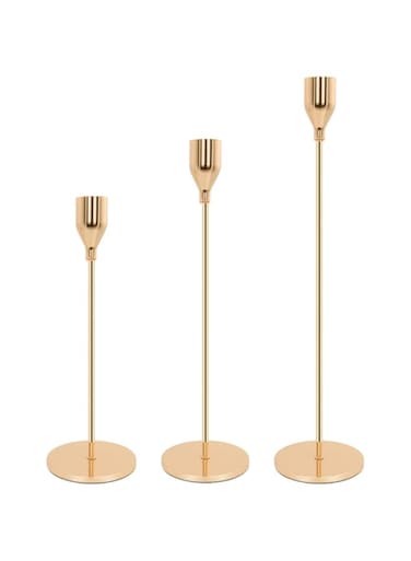 Tidelence Candlestick Holders,Set of 3 Gold Brass Candlestick Stand for Anniversary Celebration Dinning Coffee Table Decorative Party Candelabra Candle Stand