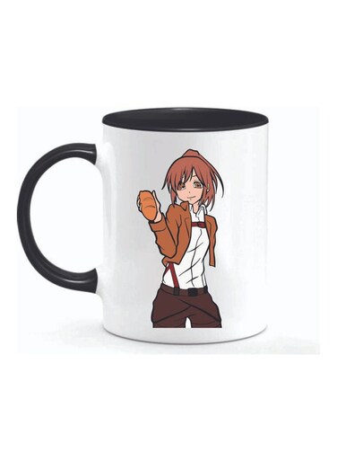 Sasha Attack On Titan Printed Ceramic Mug White/Black 325ml