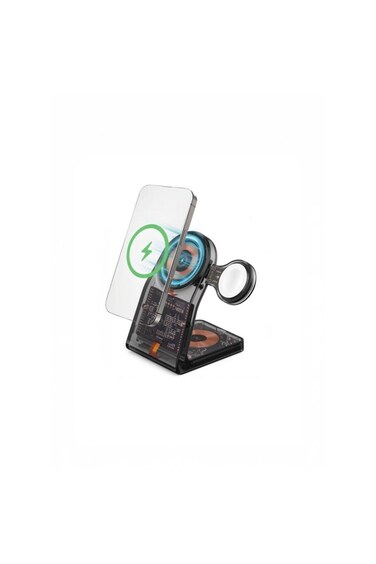 Transparent Shell Wireless Charging Stand &ndash; 15W Fast Multi-Device Charger with Watch Dock