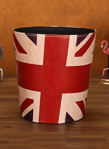 CHIC Vintage Leather Trash Can, Retro Trash Can, PU Leather Waste Basket, Waste Can Wastebin Dustbin Garbage Bin for Bathroom Bedroom Office