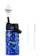 Kids Insulated Water Bottle with Straw &amp; Handle - 350ML BPA-FREE Stainless Steel Travel Tumbler Double Wall Vacuum Leak Proof Kids Cup Metal Thermos Flask for School Boys Girls - Dinosaur