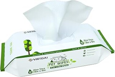 VIETDAI Cat Wipes Dog Wipes Hypoallergenic Pet Wipes for Dogs Paws Cleaning Deodorizing, Thick Large Puppy Wet Wipes for Eyes Ears Face Body 80 Count