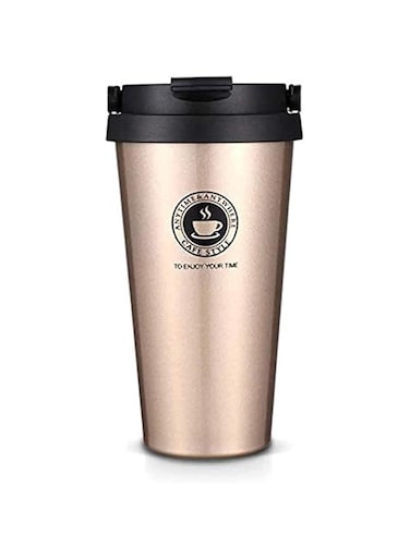 ORPIO (LABEL) Stainless Steel Vacuum Insulated Travel Tea and Coffee Mug -Insulated Cup for Hot &amp; Cold Drinks, Travel Thermos Flask with Lid- Golden