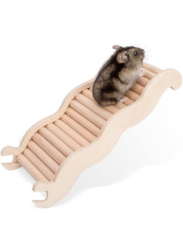 Niteangel Hamster Climbing Toy Wooden Ladder Bridge for Hamsters Gerbils Mice and Small Animals (Medium - 8.26'' L)