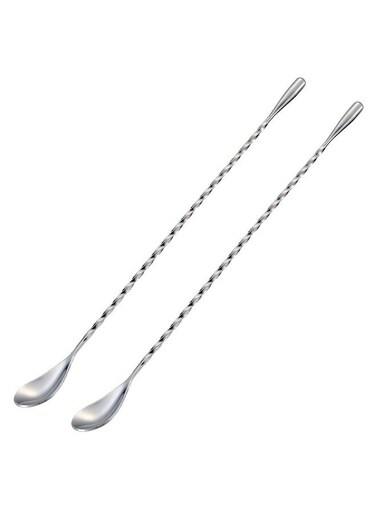 2 Pcs 12 Inches Spoon, Long Handle Mixing Stirrers for Drink, Stainless Steel Spoon, Silver
