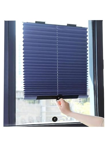 Suction Cup Pleated Roller Blind,Punch-Free Retractable Sunshade Window Blind,Blackout Curtain Door Drape,Privacy Screen/Sun Protection,for Kitchen Bathroom Office Car (46W x 120H)
