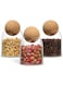 Glass Jar with Ball Cork Lid, Glass Canister with Wood Lid, Storage Container Jars for Coffee, Tea, Spice, Sugar, Salt, Set of 3 (3 PC, 500ml)