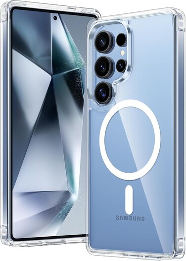 Samsung Galaxy S25 Plus Clear Magnetic Cover, MagSafe Compatible, Hybrid Protective, Crystal Clear Back Case, Shockproof Silicone Frame, Slim Transparent Case 1 PACK (Samsung Galaxy S25 Plus)