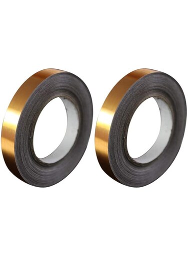 FDTY 2PCS 50M Gold/Silver Self Adhesive Tile Sticker Waterproof Wall Gap Line Stickers Foil Tape Sealing Tape Strip Floor Tile Beauty Seam Sticker Home Decoration Decals (1CM Gold)