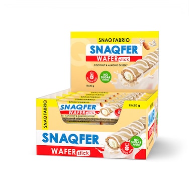Snaq Fabriq Snaqfer Wafer Stick Coconut and Almond Gluten Free and No Sugar Added 15x20g