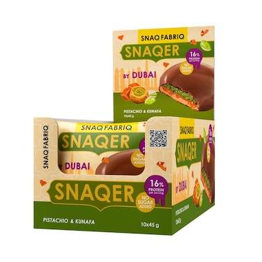 Snaq Fabriq Snaqer Protein Cookie Pistachio &amp; Kunafa Flavor by Dubai No Sugar Added 10x45g